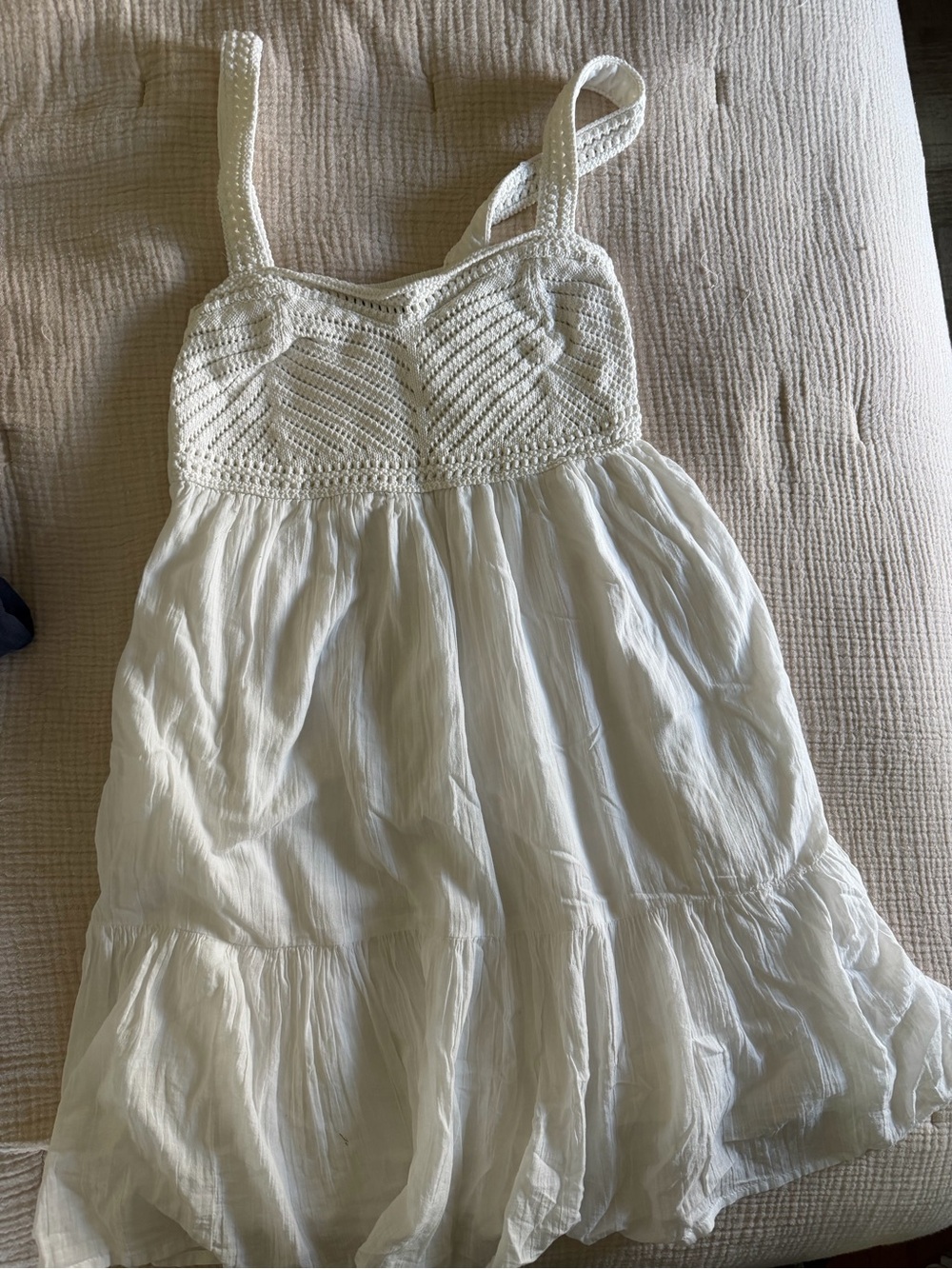 White Crochet-Top Gap Sundress